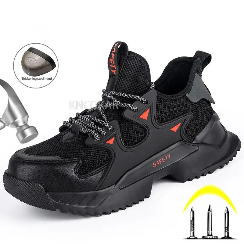 Work Safety Shoes For Men Women Work Boots Anti-Smashing Indestructible Shoes Steel Toe Work Sneakers Boots Breathable