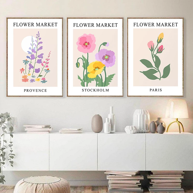 Flower Market Posters Colorful Rose Tulip Wall Art Decor Canvas Painting Nordic Bedroom Interior Aesthetics Picture Decoration