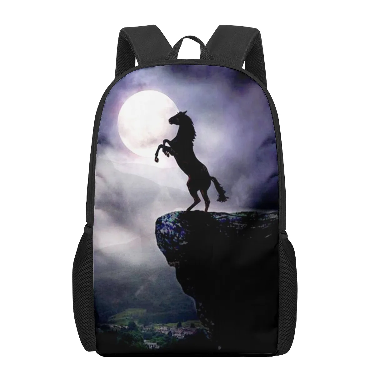 Cavalo padrão 3d saco de escola para crianças meninas meninos sacos de livro casuais crianças mochila meninos meninas mochilas grande capacidade