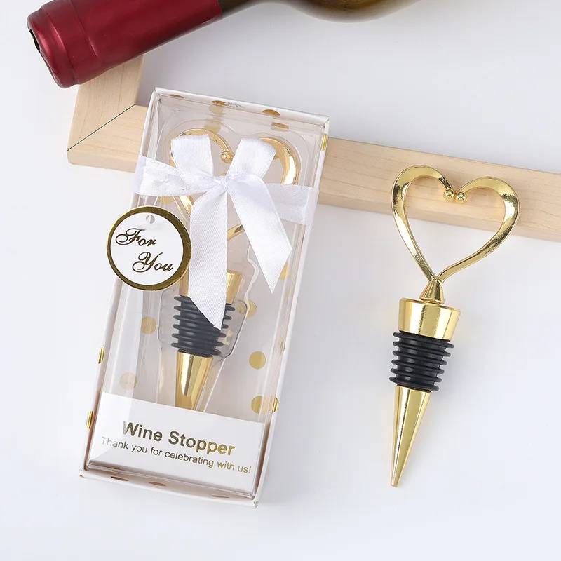 

20Pcs/lot Wedding souvenirs of Silver and Gold Love Bottle wine stopper Wedding decoration gifts for Heart Bridal shower favors