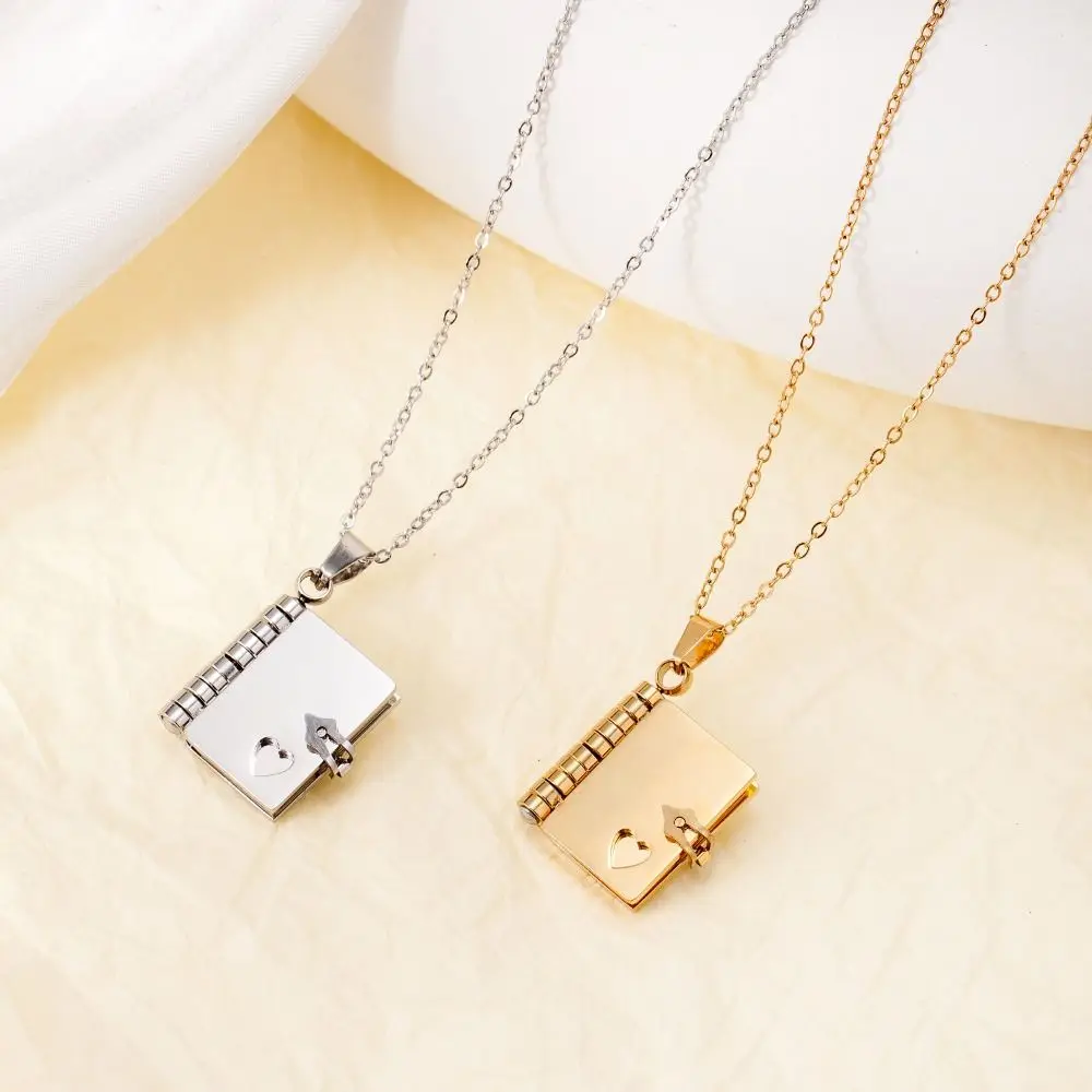 التيتانيوم الصلب زوجين كتاب قلادة القلب قابل للتعديل افتتاح كتاب قلادة فتح وإغلاق مقاوم للماء زوجين النص المنجد