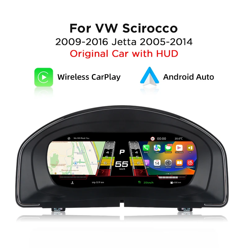 AWESAFE 12.3/10.25 1920*720 LCD Digitaal Cluster Dashboard voor VW Golf 7 Scirocco Golf 6 Golf 5 Sharan T6 MK7 Passat B8 B6 B7 CC Tiguan L Instrumentenpaneel Snelheidsmeter Virtuele Cockpit Met