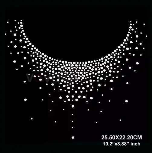 5 adet/grup (boyut: 22.5x25.5cm) yuvarlak yaka düzeltme Rhinestones isı transferi tasarım demir Motif yamalar DIY Motif ( SS-2085)