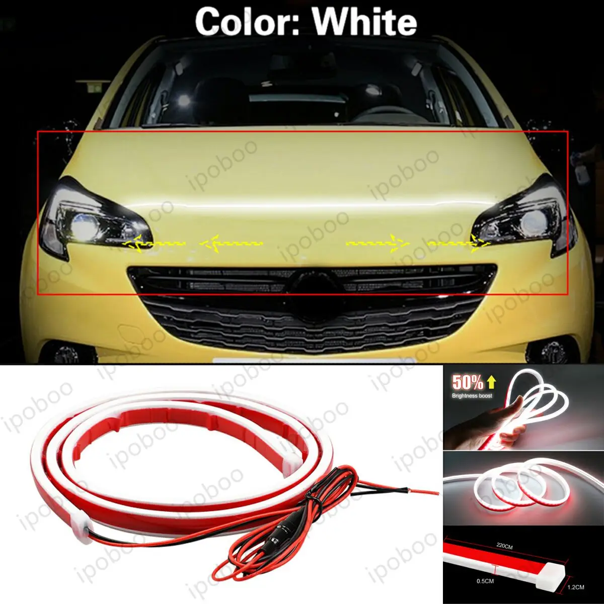 

86" LED Hood Light Strip For Opel Corsa 2006-2019 Flexible Dynamic Scan Start Up Hoodbeam Kit Engine Cover Decoration Light