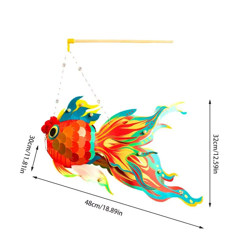 D IY lanterne di carta di capodanno in stile cinese kit di lanterne cinesi a forma di pesce fatte a mano con lanterne cinesi di capodanno a luce Led