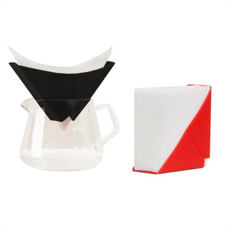 Juego de cafetera para verter, filtros no tejidos de primera calidad, gotero de silicona portátil de 2 colores, sin prejuague, caudalímetros ajustables, Perfe