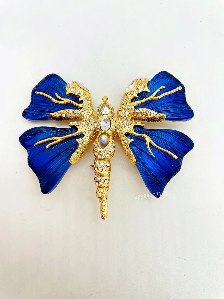 broche luxe Blue Lucaite Dragonfly Brooch rhinestone women's brand pin vintage jewelry brooches for women luxury designer