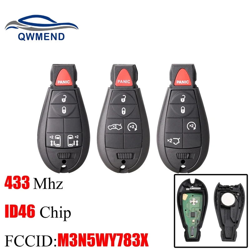 QWMEND 5 Buttons Remote Car key For Jeep Grand Cherokee 2008 2009 2010 2011 2012 2013 M3N5WY783X IYZ-C01C 433Mhz Smart key Fob