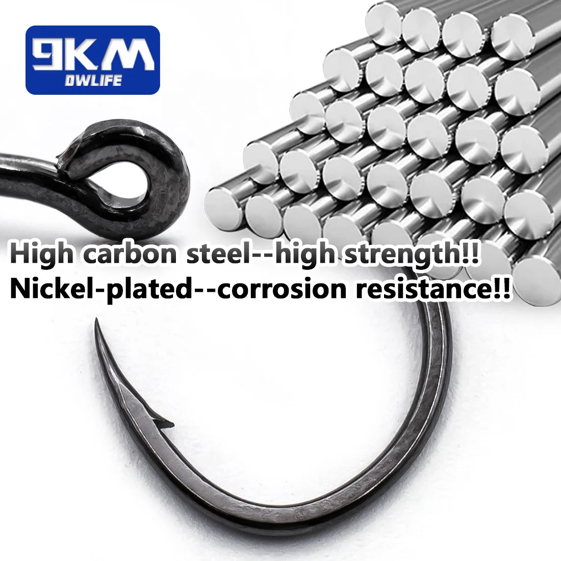 9KM 50Pcs Angelhaken Salzwasser Angeln J Haken Starke Scharfe Nadel Punkt Widerhaken Ringed Auge Salzwasser Angeln Octopus haken – Detail 3