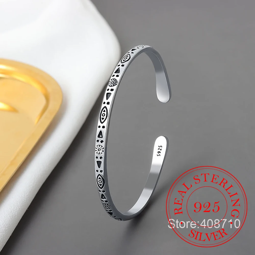 Authentischer Armreif aus 925er-Sterlingsilber, Vintage-Stil, mattes Muster, für Damen, luxuriöser Silberschmuck, Party-Geschenk