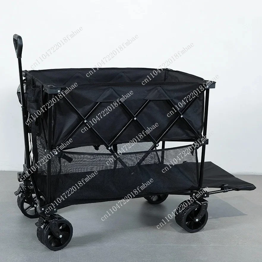 Beach Trolley Car-t Portable 4 Wheels Assembled Collapsible Outdoor Wagon Camping Car-t Wholesale Car-t Folding Wagon