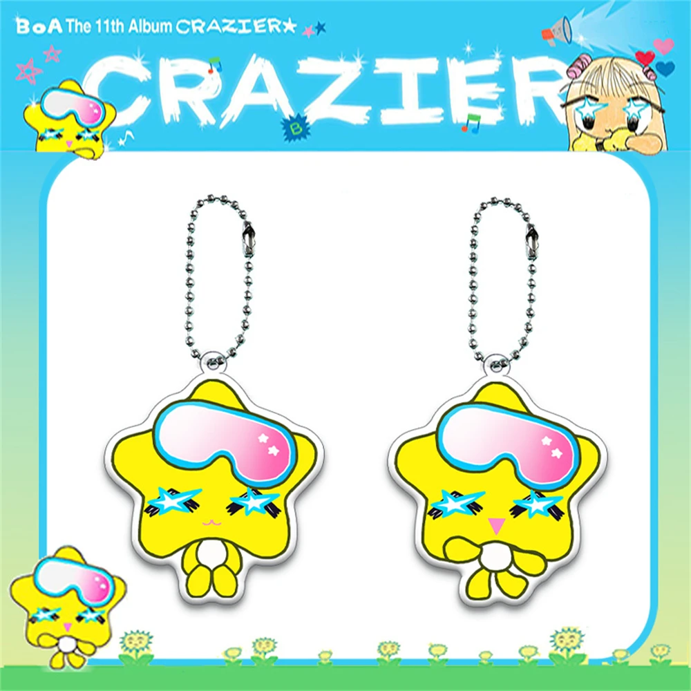 KPOP BoA 11th ألبوم كريزر الكرتون سلسلة مفاتيح مصنوعة من الأكريليك الذكرى لطيف على الوجهين كيرينغ حقيبة قلادة Kwon BoA المشجعين جمع هدية #1