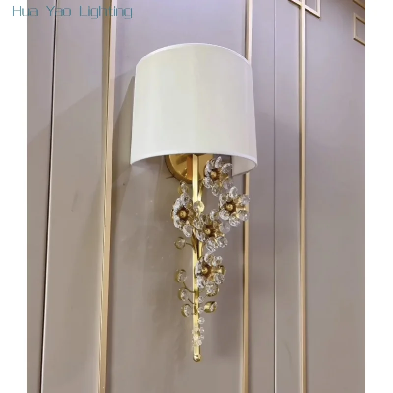 

Led e14 American Copper Crystal Flower Classic LED Lamp LED Light Wall Lamp Wall Light Wall Sconce For Store Foyer Bedroom