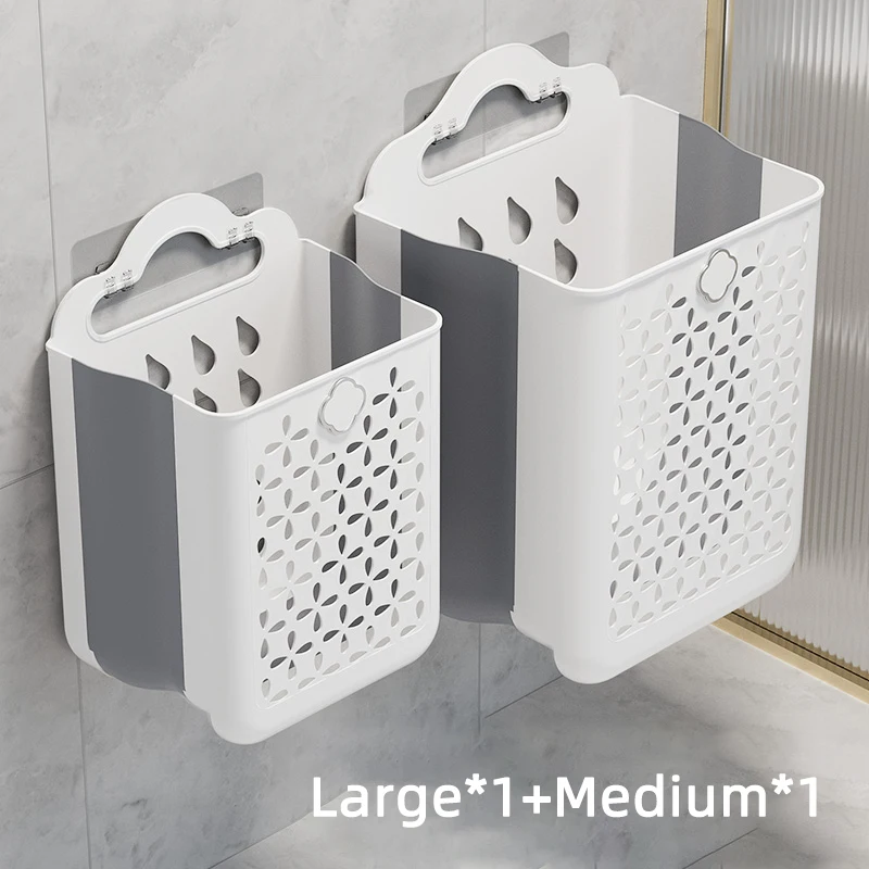 Folding Bathroom Laundry Basket Wall-mounted Dirty Clothes Storage Basket Household Laundry Bag Laundry Organizer Dropshipping