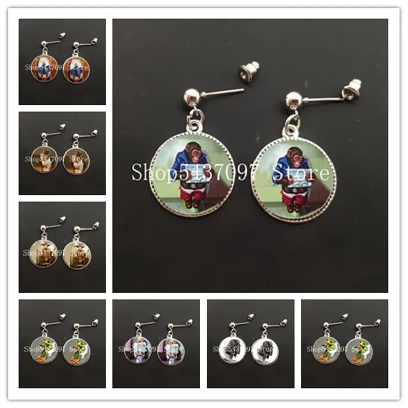 1 pair of new style fun toilet glass picture pendant earrings ladies fashion animal pendant earrings ladies jewelry