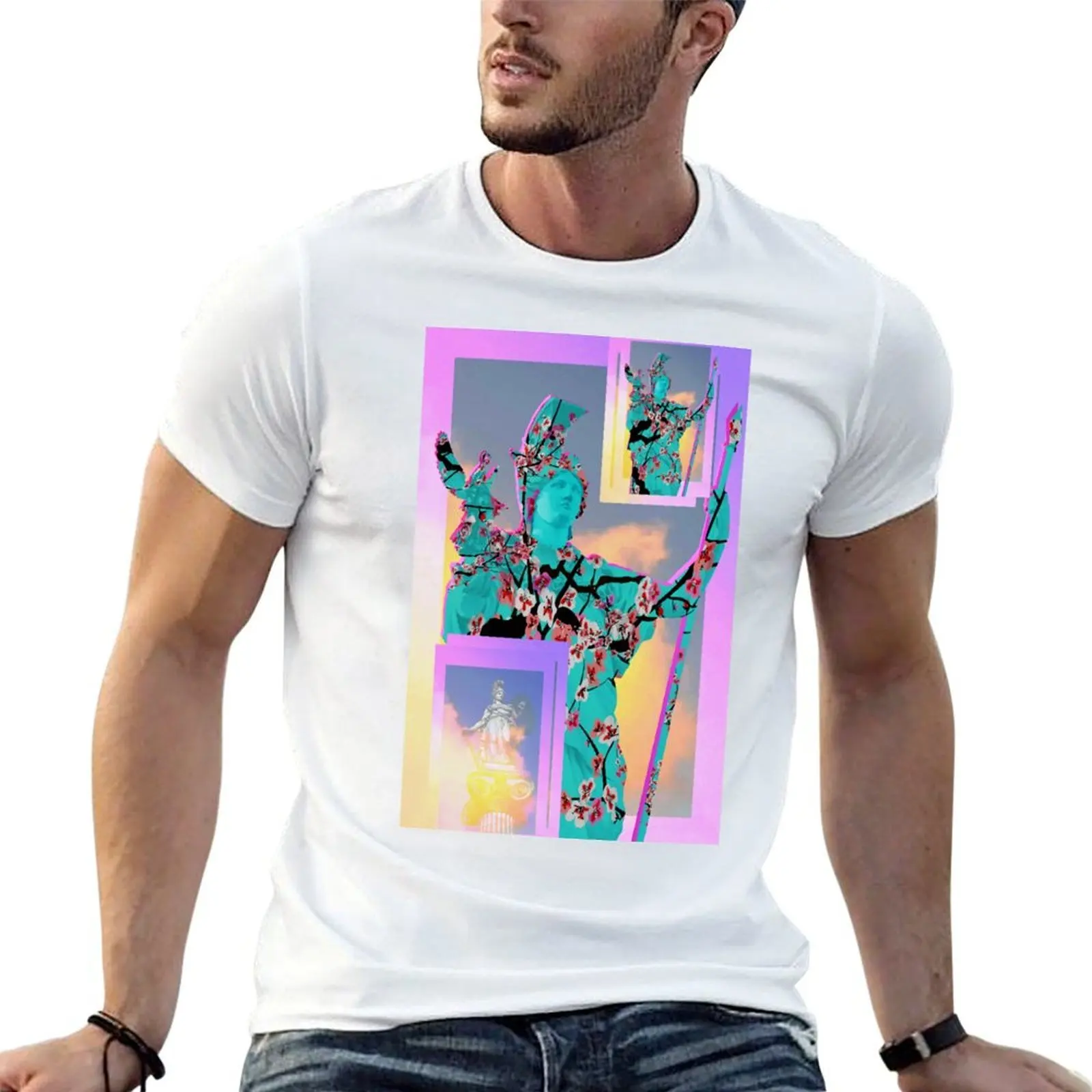 

Роскошная футболка t vaporwave 2, хлопковая мужская рубашка в стиле аниме, тяжелая рубашка 0 t, мужская Афина