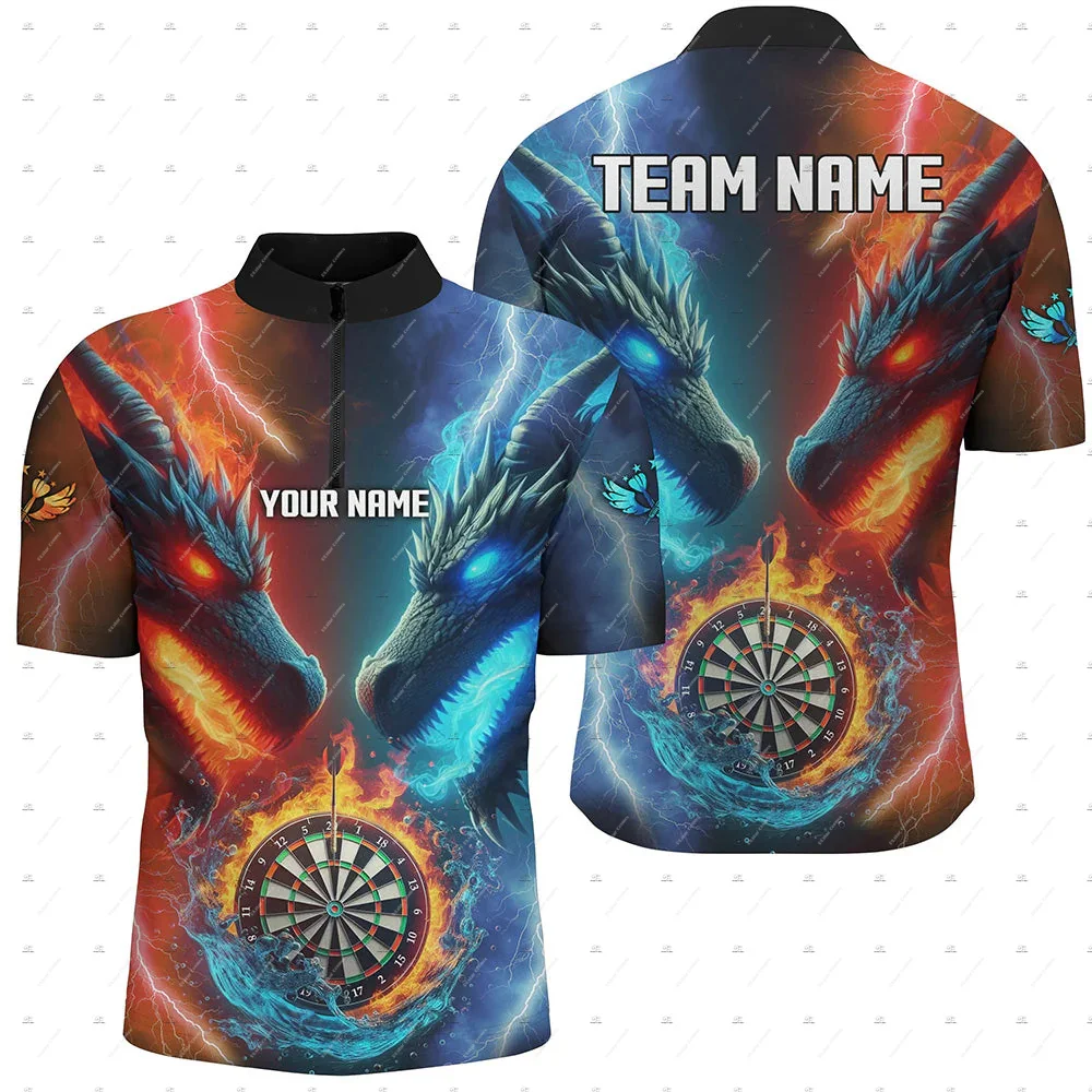 Custom Name Mesh Breathable Darts Skull Flame Graffiti Vintage 3DPrint Harajuku Summer Short Sleeve Zipper Polo Jersey Shirts A1