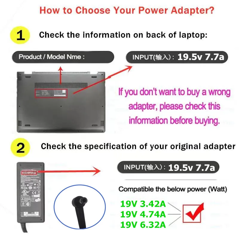 Imagem -06 - Carregador de Laptop Adaptador ac para Jogos Asus Tuf N71y Fx504 Rog G73gx Gl503g G72gx G53j G75vx G75vw 19.5v 7.7a A17150p1a 5.5x 2.5 mm