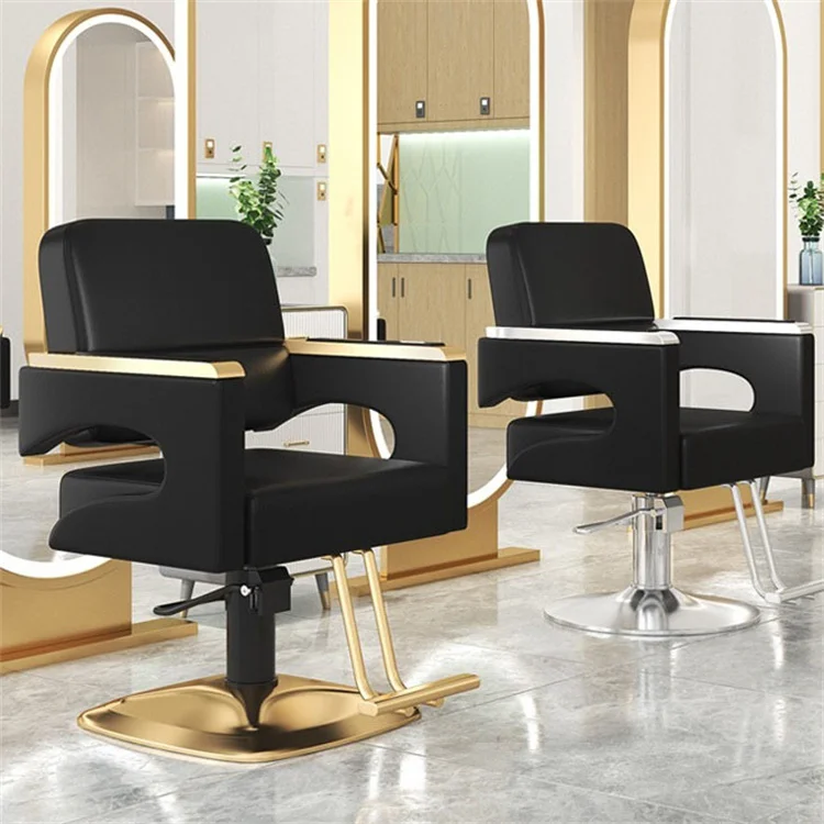 Barbershop Chair Hair Stable Beauty Salon Hair Chair Rotatable Lifting Stainless Steel Armchair Salon Furniture