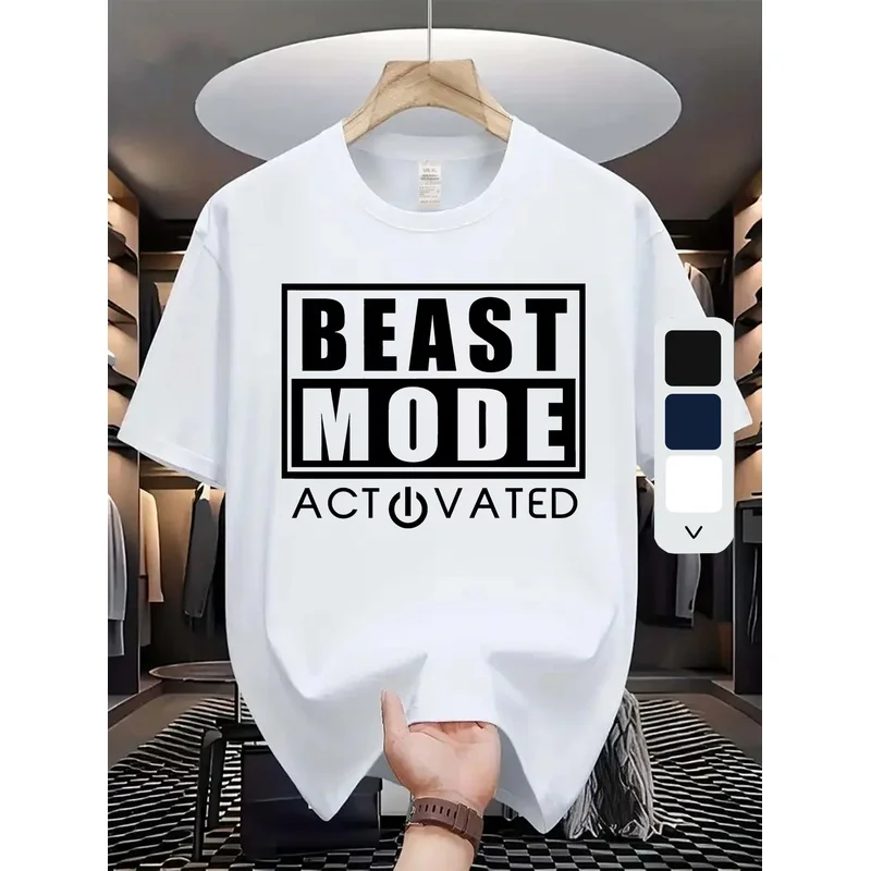 Men'S Fashion Printed T-Shirt  Men'S Beast Mode  Graphic Top  Summer Casual Short-Sleeve T-Shirt  Suitable for everyday wear