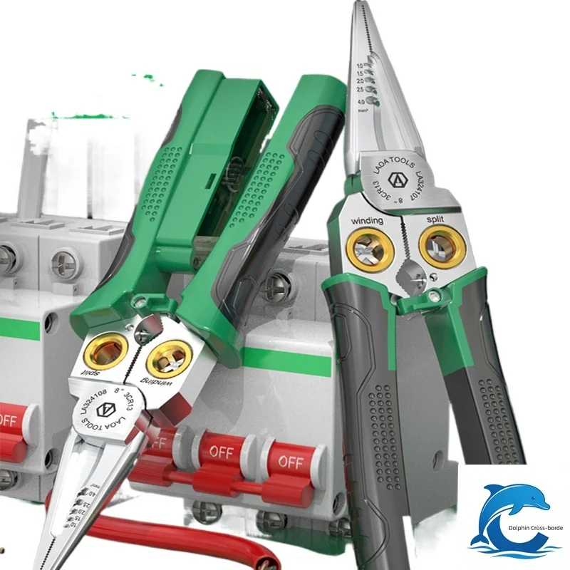 For 8-in-1 Multi-functional Wire Stripping Pliers, Electric Wire Stripper Cutter Crimper Voltage Tester for Electricians