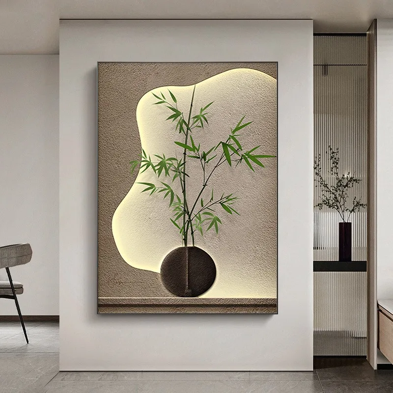 

Minimalist Japanese-Style Bamboo Canvas Painting Print, Wall Art Poster, Bedroom Living Room Decoration, Modern Home Decor