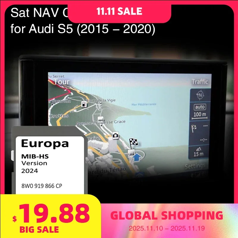 

SD Card Europe 2024 map for Audi S5 2015-2020 Vehicle Navigation MIB-HS MHS2 System Sat Nav 16GB 8W0 919 866 CP