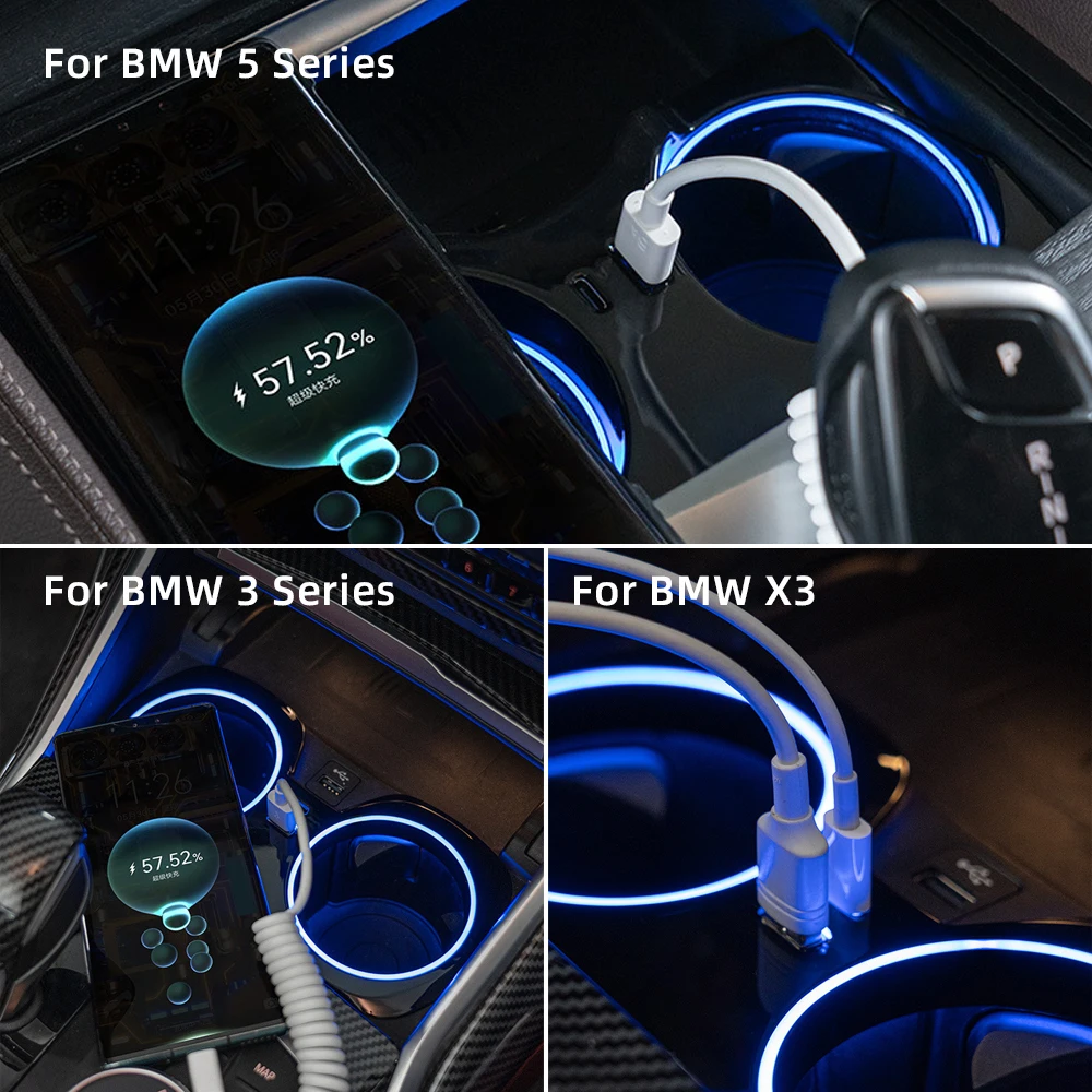 For BMW 3 4 5 6 Series GT G30 G20 X3 X4 G01 G02 Docking Station 22.5W Quick Charger USB Shunt Hub Power Splitter Type-C Charger