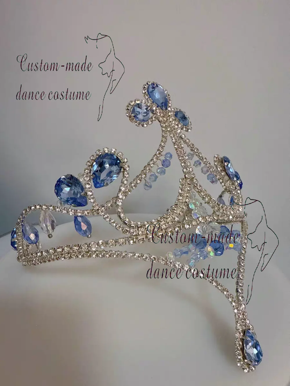 Balletvoorstelling hoofddeksel, Bluebird blauwe kroon, kan worden versierd met veren, professioneel handgemaakt voor ballet.