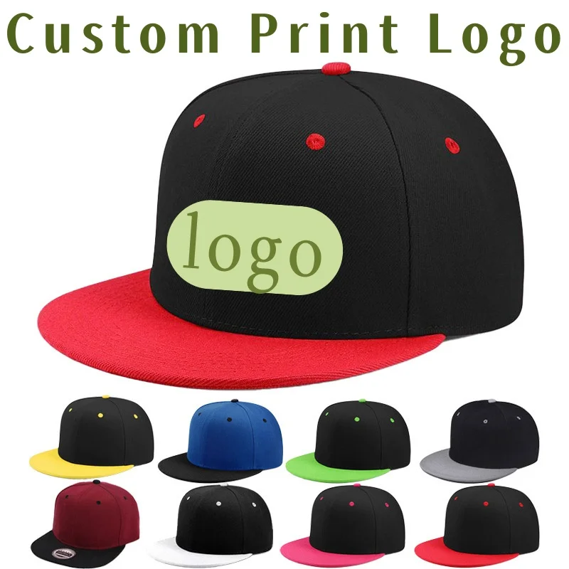 Personalisierte Baseballkappe mit bedrucktem Logo im Street-Hip-Hop-Stil, zweifarbige flache Krempe, geeignet für Damen und Herren