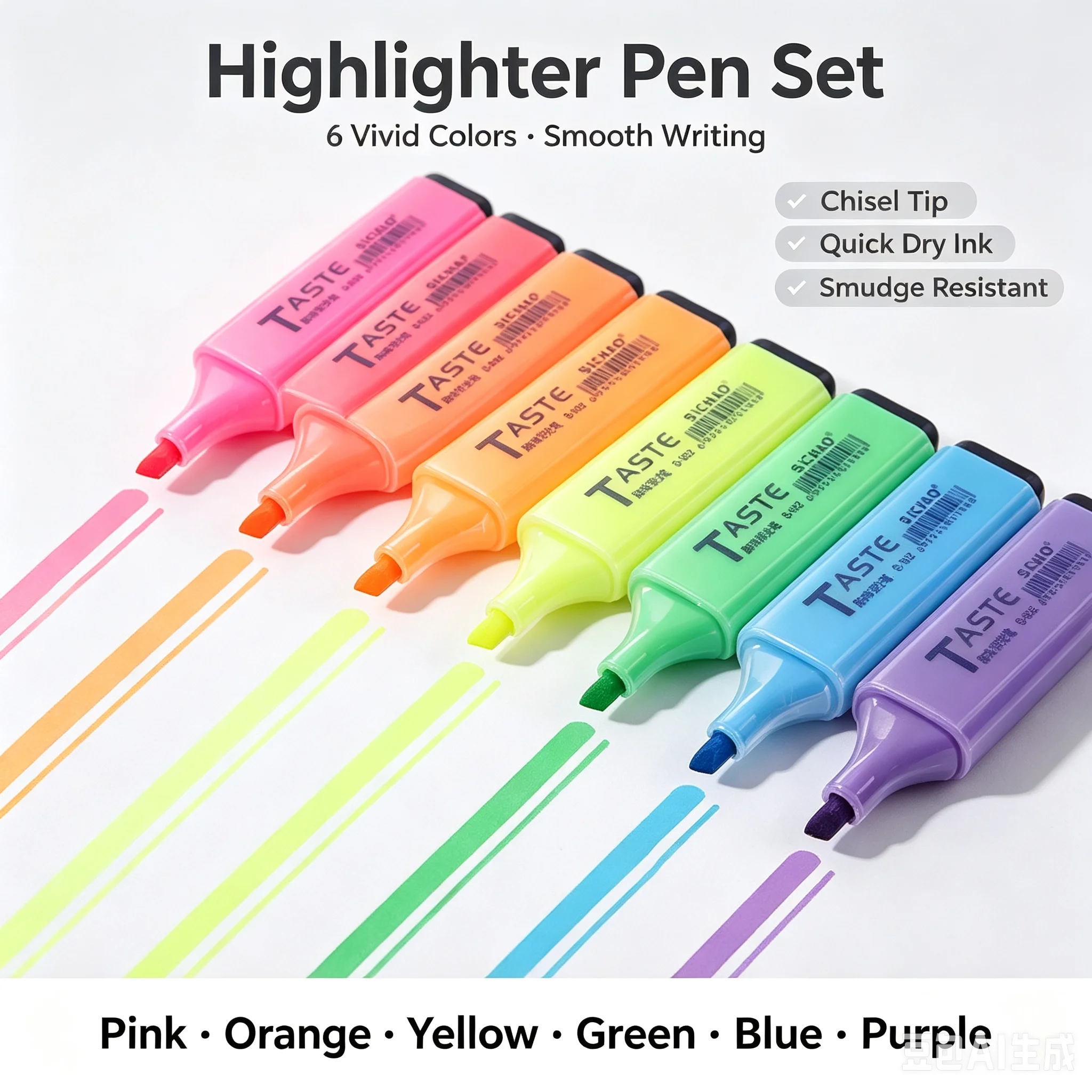 4/6/8 Colors Oblique Tip Highlighter Pen Set, Smudge Proof Fluorescent Markers, for Students, Art, School, Office, Back to School, Gifts & Holiday Gifting