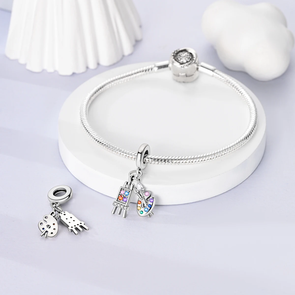 

Orstarry стерлингового серебра 925, красочная доска для рисования художника, подвески, браслет, подвески, ювелирные изделия, вечерние бусины, сделай сам, модные подарки