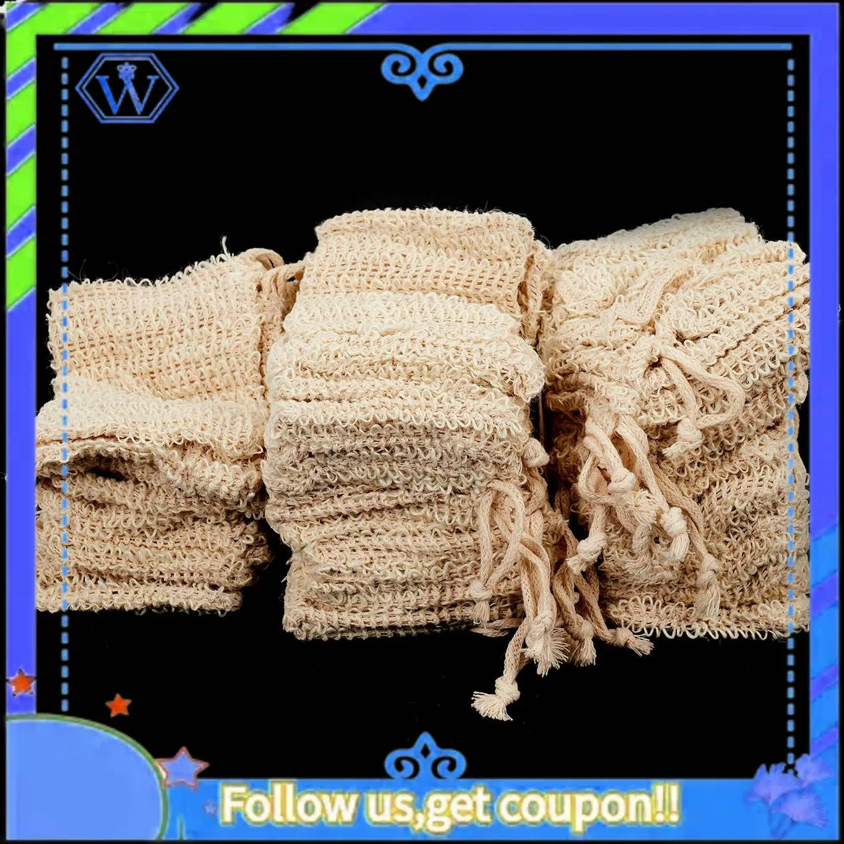 

A55P-Shower Bath Сизалевый мешок для мыла Мешок для мыла из натурального сизаля Отшелушивающий мешочек для мыла Держатель 100 шт.