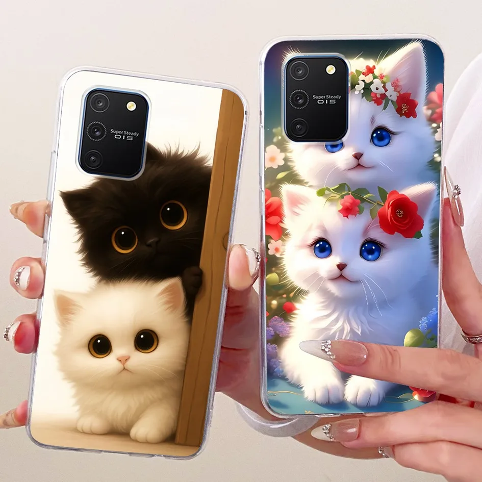 For Samsung S10 Lite Case SM-G770F Clear Luxury Cute Lovely Cat Funny Soft TPU Back Cover For Samsung Galaxy S10 Lite Phone Case