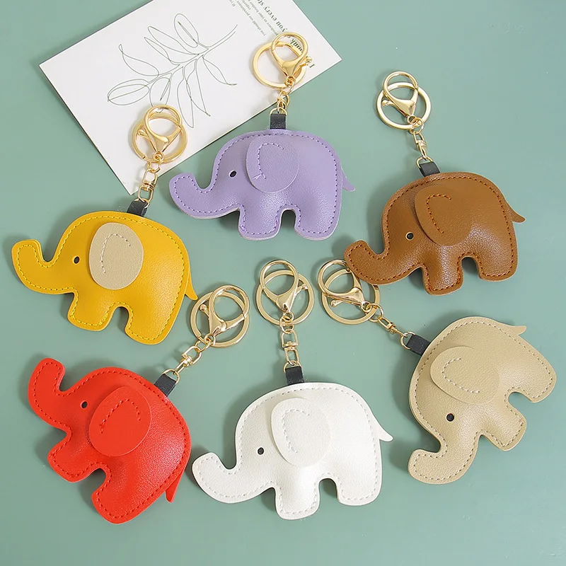 Leather Cartoon Animal Accessories Cute Versatile Kawaii Three-dimensional Elephant Doll Elephant Pendant Keychain Bag Hanging
