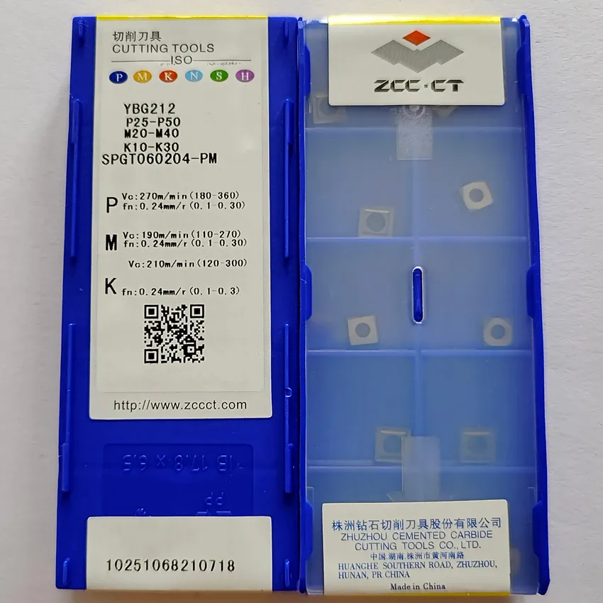 SPGT050204-PM YBG212/SPGT060204-PM YBG212/SPGT07T308-PM YBG212/SPGT090408-PM YBG212 ZCC. Inserções do carboneto do CNC da U-broca do CT 10 pcs/box