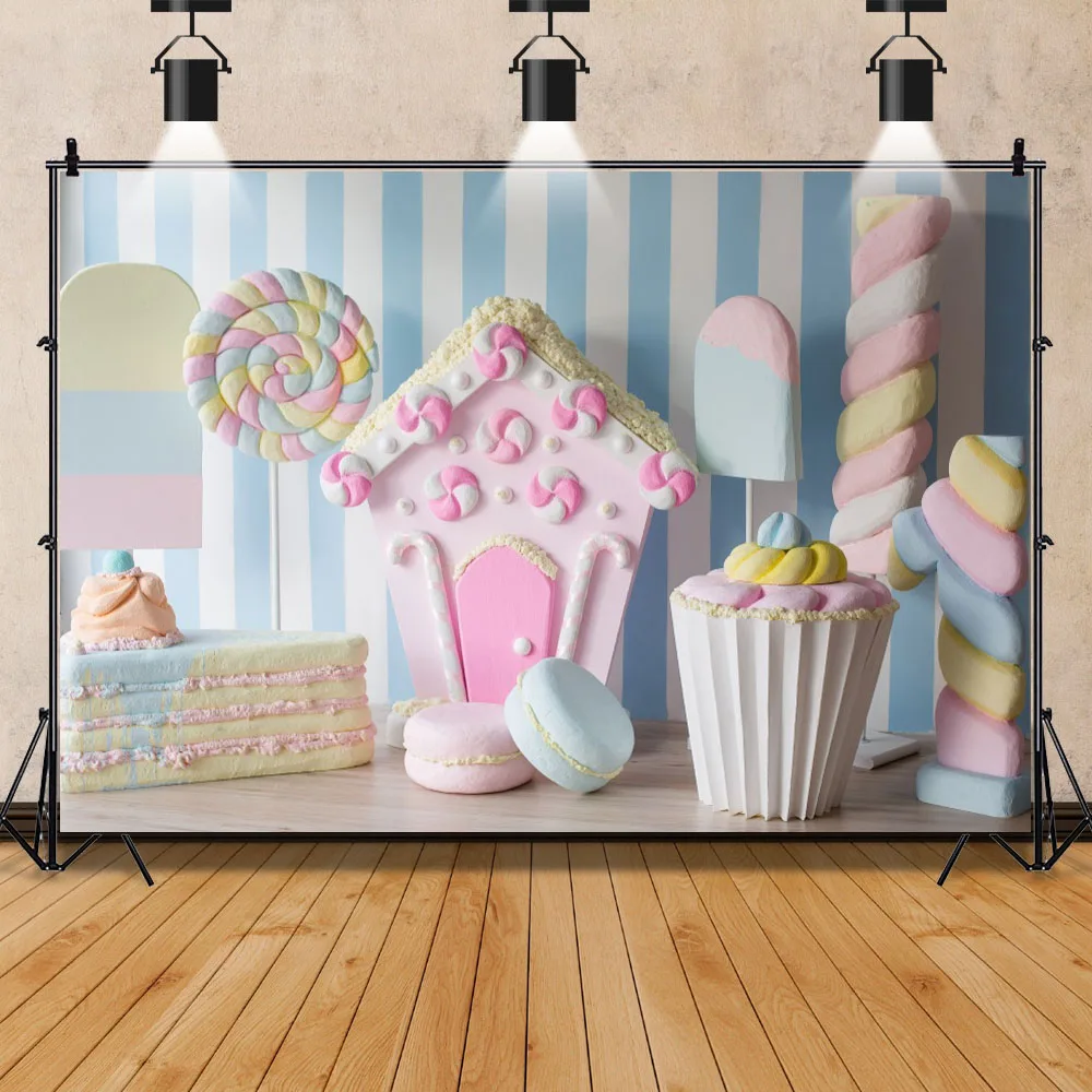 Candy Shop Theme Backdrop Decoration Ice Cream Car Cupcake Lollipop Sweet Baby Shower Chocolate Cream Girl Birthday Party Poster