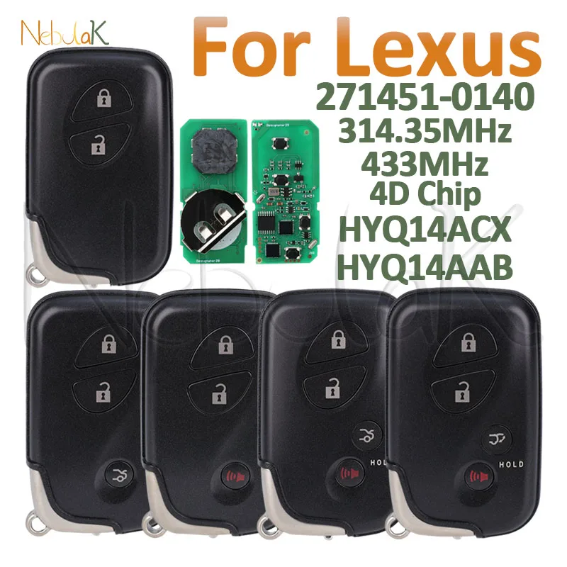 Remote Car Smart Key 271451-0140 For Lexus GS350 LS460 LS600h LX570 ES350 IS250 IS350 GS300 4D Chip 314.3 433 MHz Keyless Go Fob