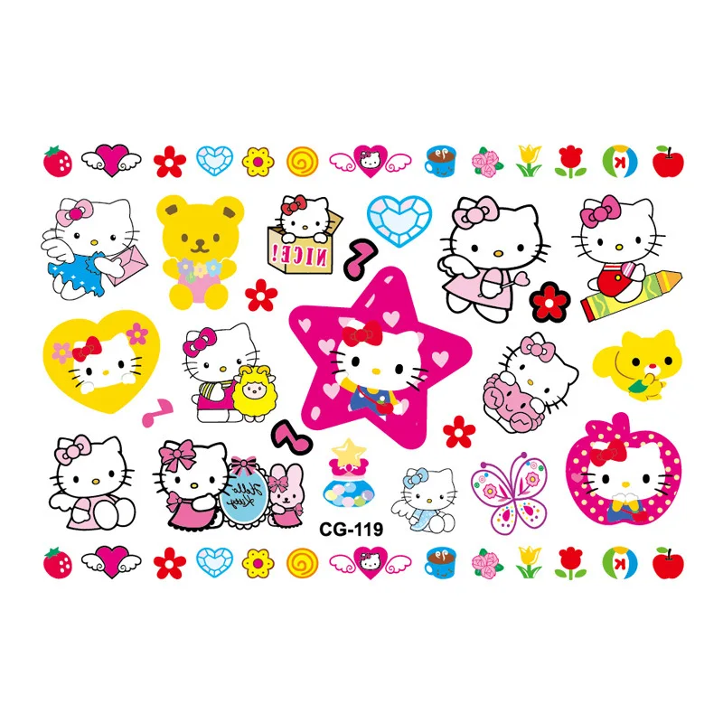 New Sanrio Hello Kitty Tattoo Stickers Kt Cat Waterproof Sticker Cartoon Decals Girl Children Birthday Gifts Kids Toys