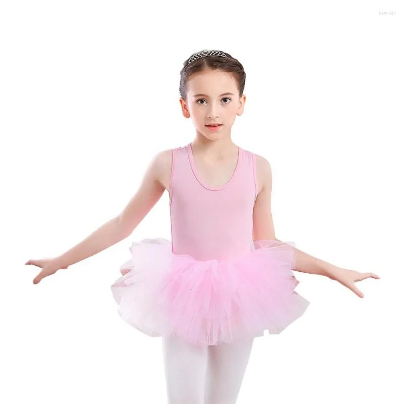 Podiumkleding Meisjes Balletdans Effen Kleur Ronde Hals Mode Tutu Rok Mouwloze Bodysuit Eendelig Gymnastiek