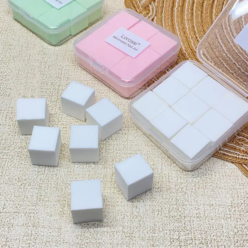 

2cm/0.79in Soft Nail Art Sponge 9Pcs/Box Nail Stamper Gradient Effect Painting Gel Halo Dyeing Tool Brush DIY Manicure Salon