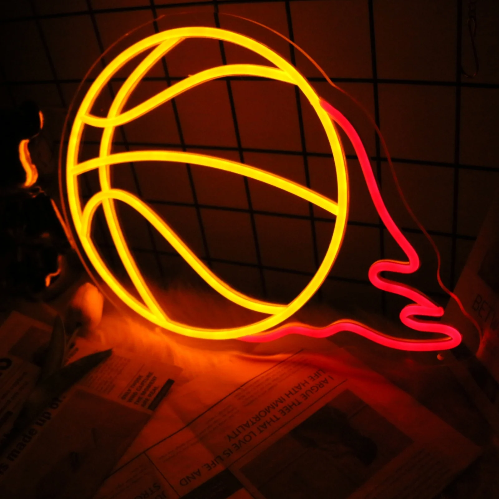 Uponray Basketball Neon Sign Light Basket Ball Football LED Decoration Lamp USB Plug for Game Room Training Shop Party Gift