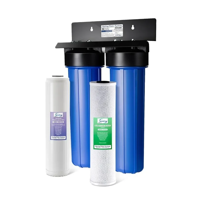 iSpring Whole House Water Filter System, Reduces Scale, Corrosion Chlorine, Taste, Odor, 2-Stage Water Descaler and Water Filter