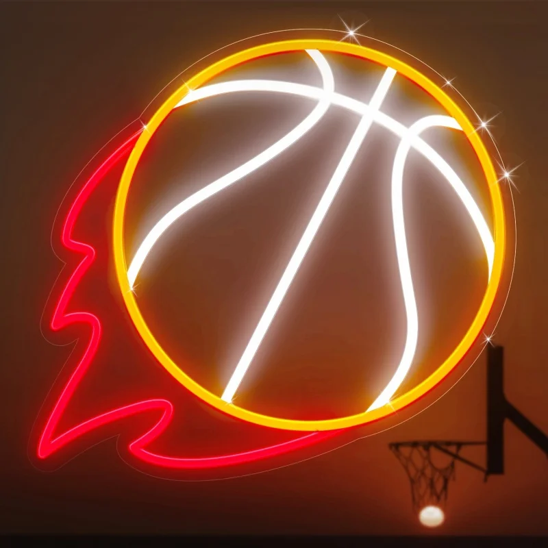 Basketball Neon Light，12.6×11.6Inch BasketballLEDNeon Light，DimmableLEDNeon Light，For Wall Decoration，Wall Decoration Aesthetics