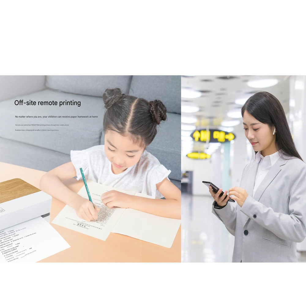 FT800 เครื่องพิมพ์มือถือความร้อน A4 AI WIFI พร้อมการพิมพ์ความเร็วสูงระยะไกล Zero ink Zero toner