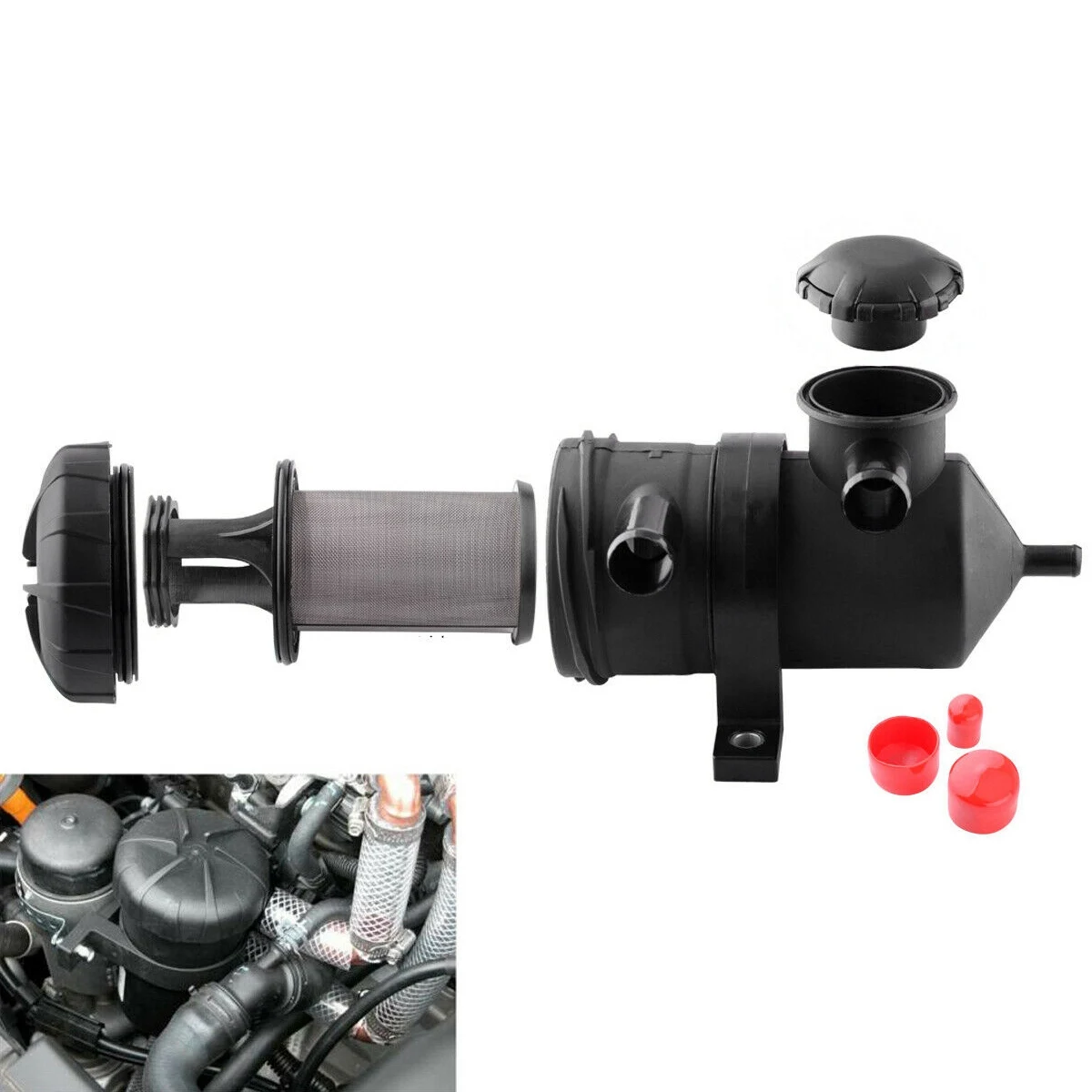 

AEE5-Air Oil Separator,Universal Oil Catch Can Reservoir Tank Stainless Breather Filter Kit For Ventilation 3931030955