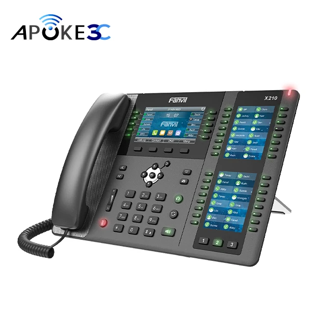 

Fanvil X210 PoE Voip Sip 20-lines high-end enterprise IP phone 4.3-inch Color Screen*3 HD audio And 106 DSS Keys voip phone