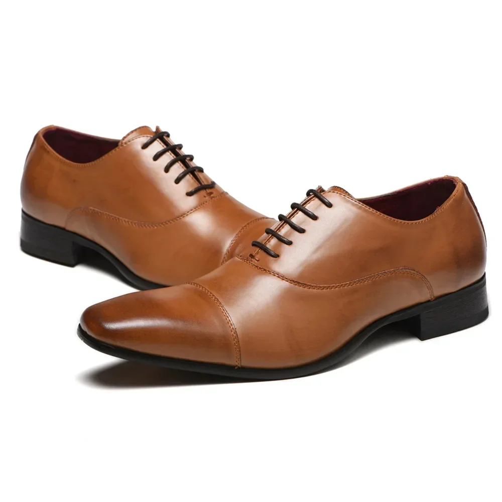 Chaussures en cuir pour hommes, chaussures provoqué d'affaires, chaussures décontractées tout assorties, absorbant les chocs, chaussures à degrés, chaussure zones me