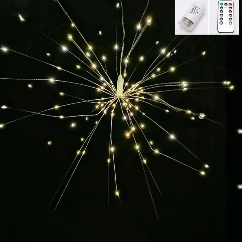 กรกฎาคมUSB ขับเคลื่อนดอกไม้ไฟ Starburst ไฟ LED Fairy String Light 8 โหมดสําหรับ YARD Garden งานแต่งงานคริสต์มาส Holiday Part