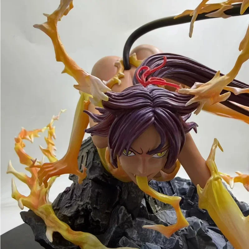 

New Bleach Yoruichi Shihoin Figure Thousand-Year Blood War Battle Ver. Flame Effect Scene Base PVC Anime Statue Collectible Toy